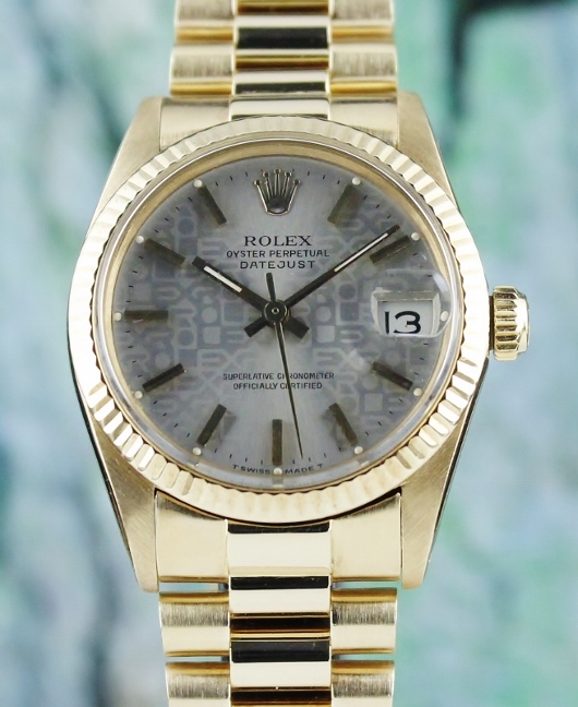 (image for) ROLEX VINTAGE MIDSIZE 18K YELLOW GOLD OYSTER PERPETUAL DATEJUST - 6827